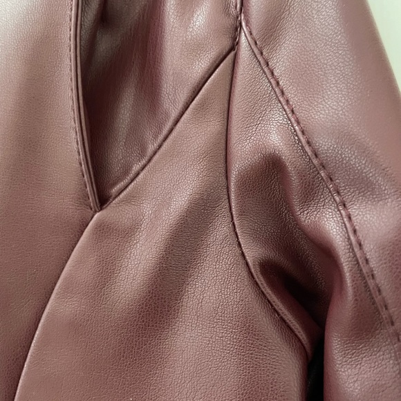 The Reset R Label Burgundy Vegan Leather Classic Moto Jacket - Size S - Picture 8 of 9